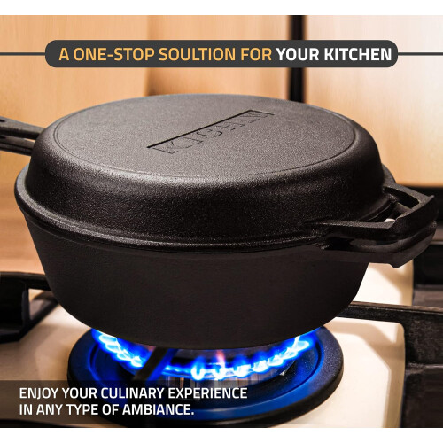 KICHLY Pre Seasoned Cast Iron Pan Combo Cooker (1) 1