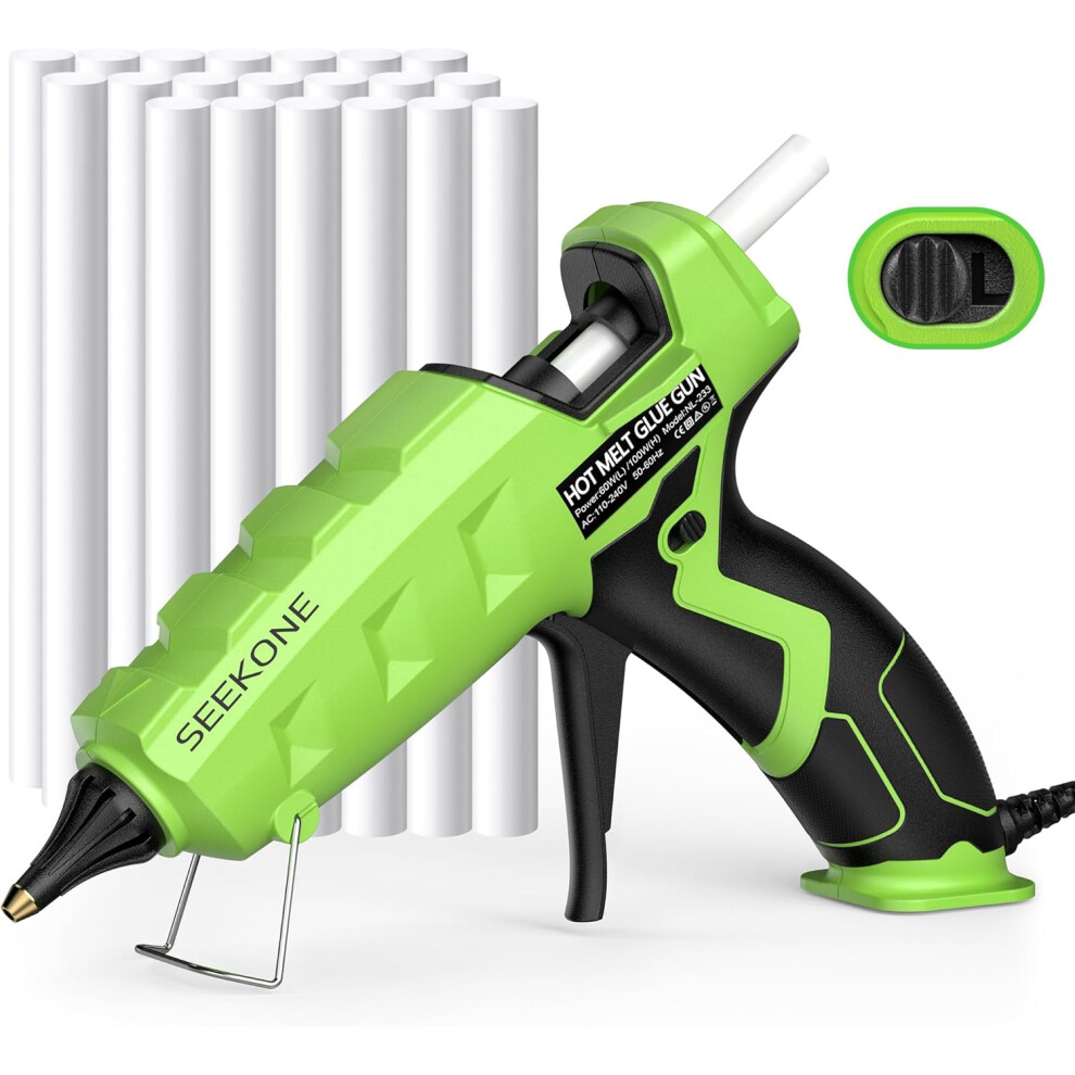 SEEKONE Hot Glue Gun, 60/100W Dual Power High Temp Heating Glue Gun Kit with 20pcs Glue Sticks, No Drip and Leakage Design