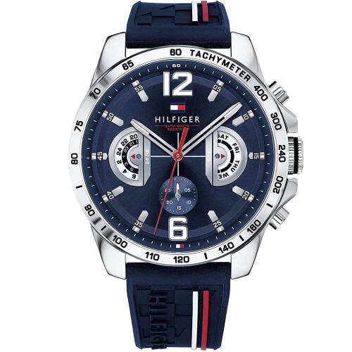 Tommy Hilfiger TOMMY HILFIGER TH1791476 MENS WATCH BLUE DIAL RUBBER STRAP SILVER CASE 1