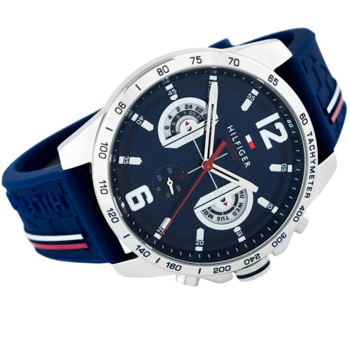Tommy Hilfiger TOMMY HILFIGER TH1791476 MENS WATCH BLUE DIAL RUBBER STRAP SILVER CASE 2