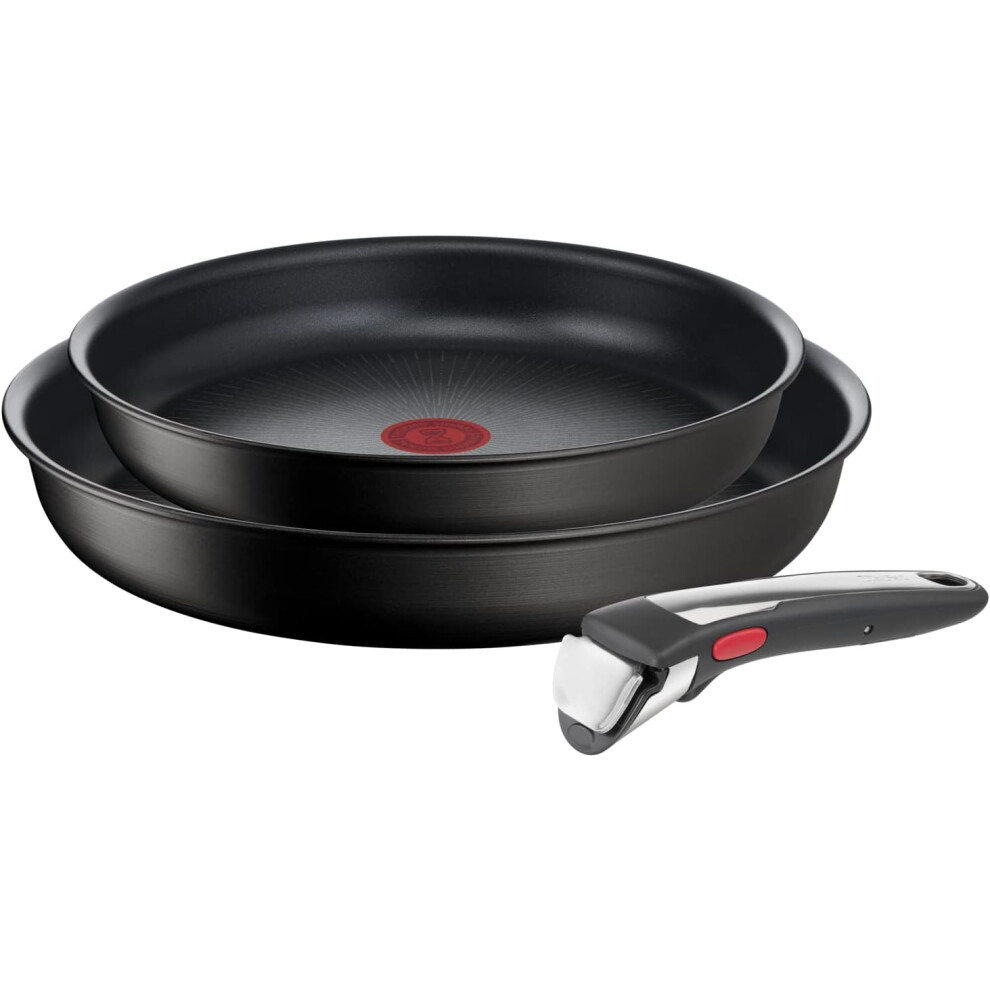 Tefal Ingenio Unlimited ON 3 piece Non-Stick Induction Pan Set, 24 & 28 cm Frying Pans, 1 Removable Handle, Easy Cleaning, Heat Indicator,, L3959143