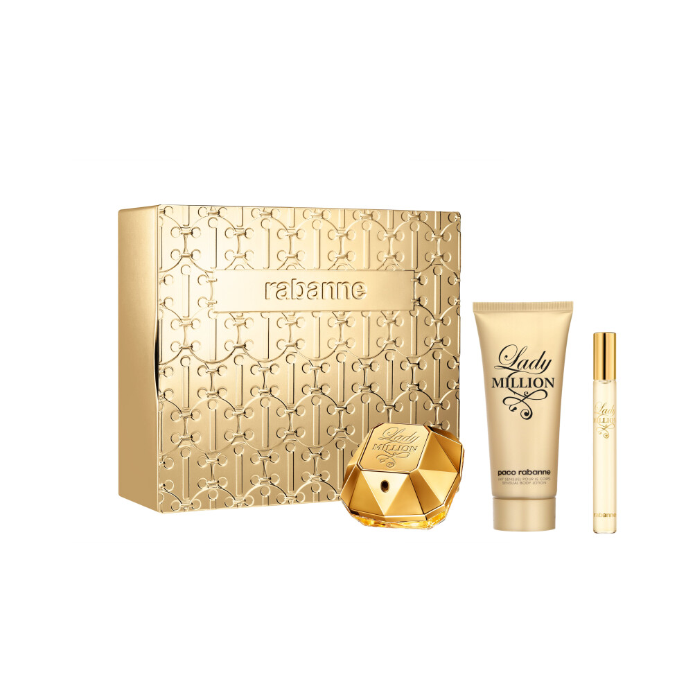 Rabanne Lady Million 50ml EDP, 75ml Body Lotion & 10ml Travel Spray