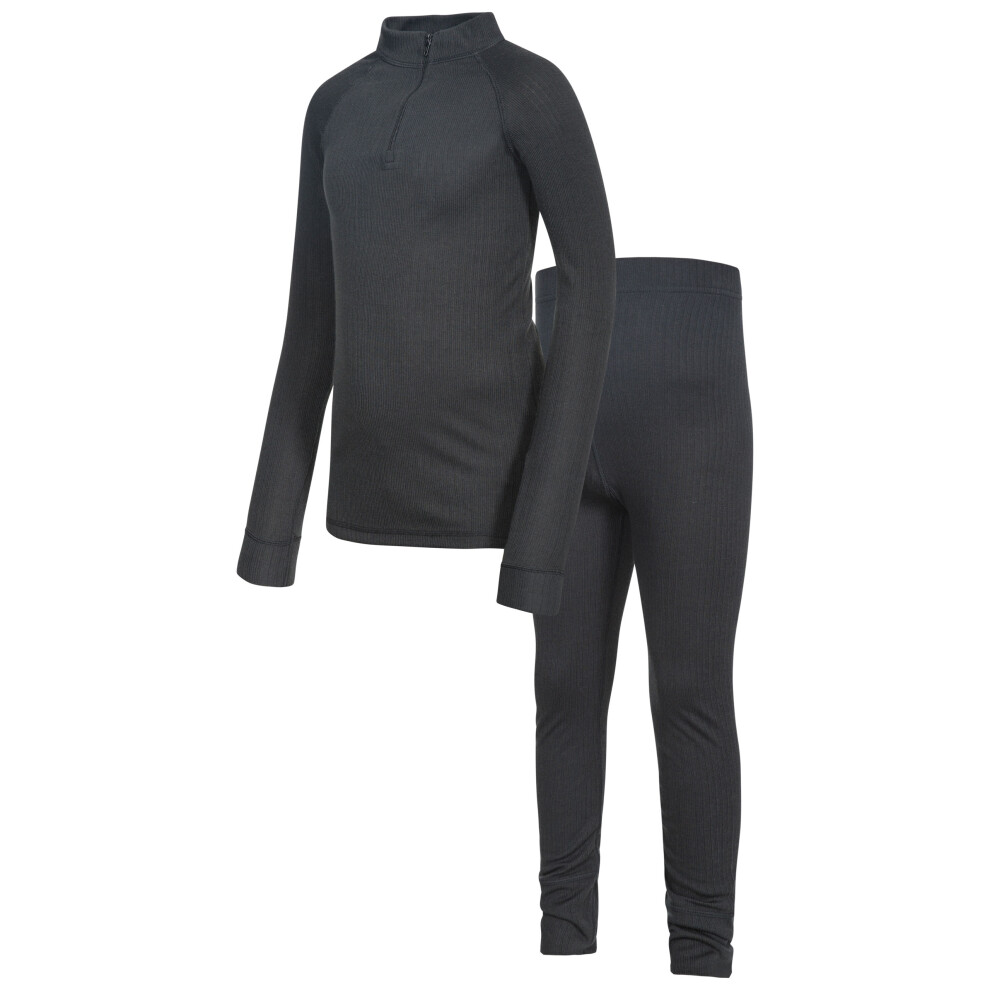 (7-8 Years, Black  X) Trespass Unite360 Kids Thermal Base Layer Set