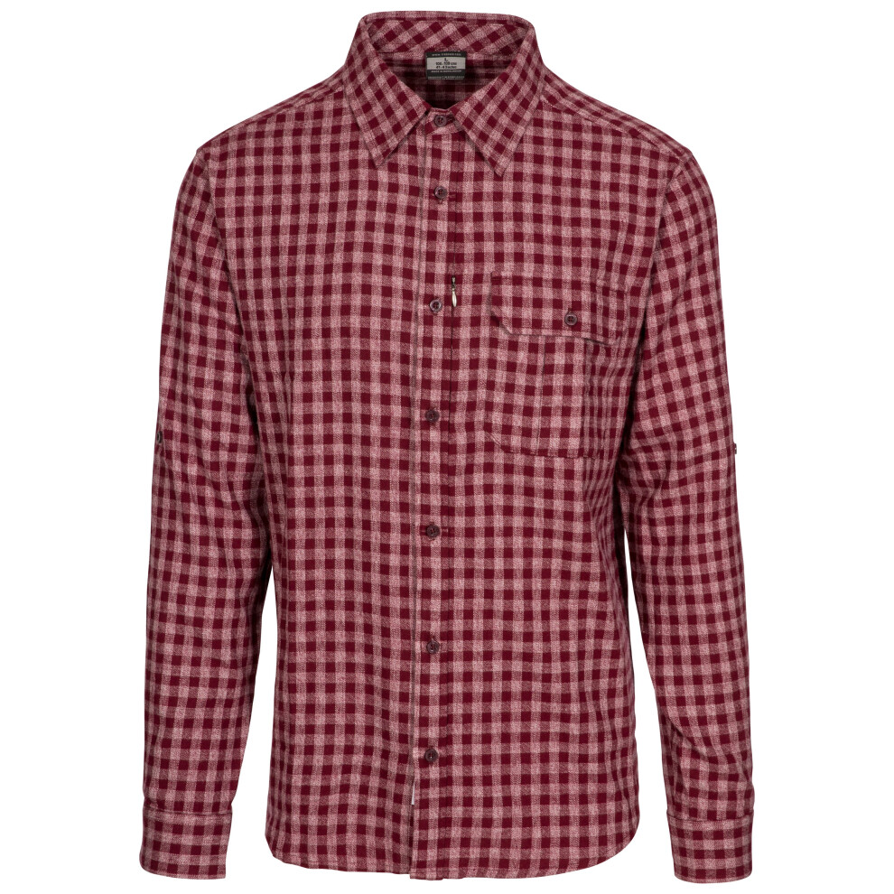 (S, Prune Check) Trespass Mens Cotton Long Sleeve Shirt Participate