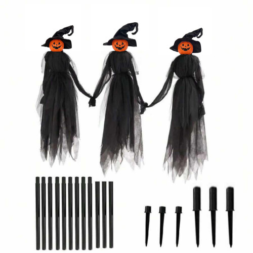 3PCS Halloween Light-Up Witches Ghost Pumpkin Decoration Voice Control