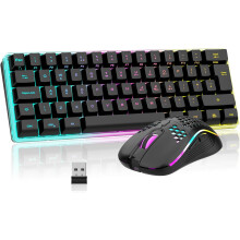 RedThunder K62 Wireless 60% RGB Gaming Keyboard and Mouse Combo, UK Layout 62 Keys Ultra Compact Backlit Mini Keyboard