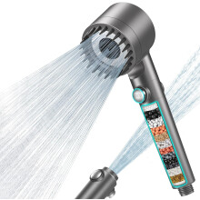 Roll over image to zoom 3 VIDEOS MEKO Hard Water Filter Shower Head with 15 Stage Filter, 3+1 Spray Jet Modes High Pressure Shower Head and 1.5m Hose