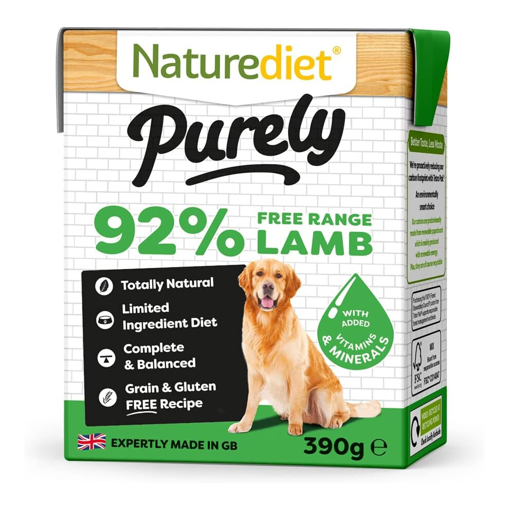 Naturediet - Purely, Complete Wet Food, Lamb, 390g (Pack of 18)