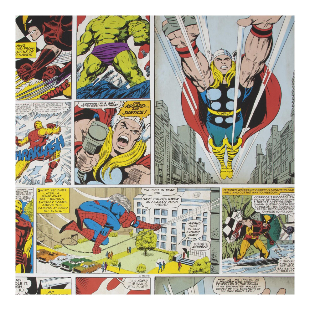 Marvel Retro Comic Strip Multicoloured Wallpaper (WAS 19.99)