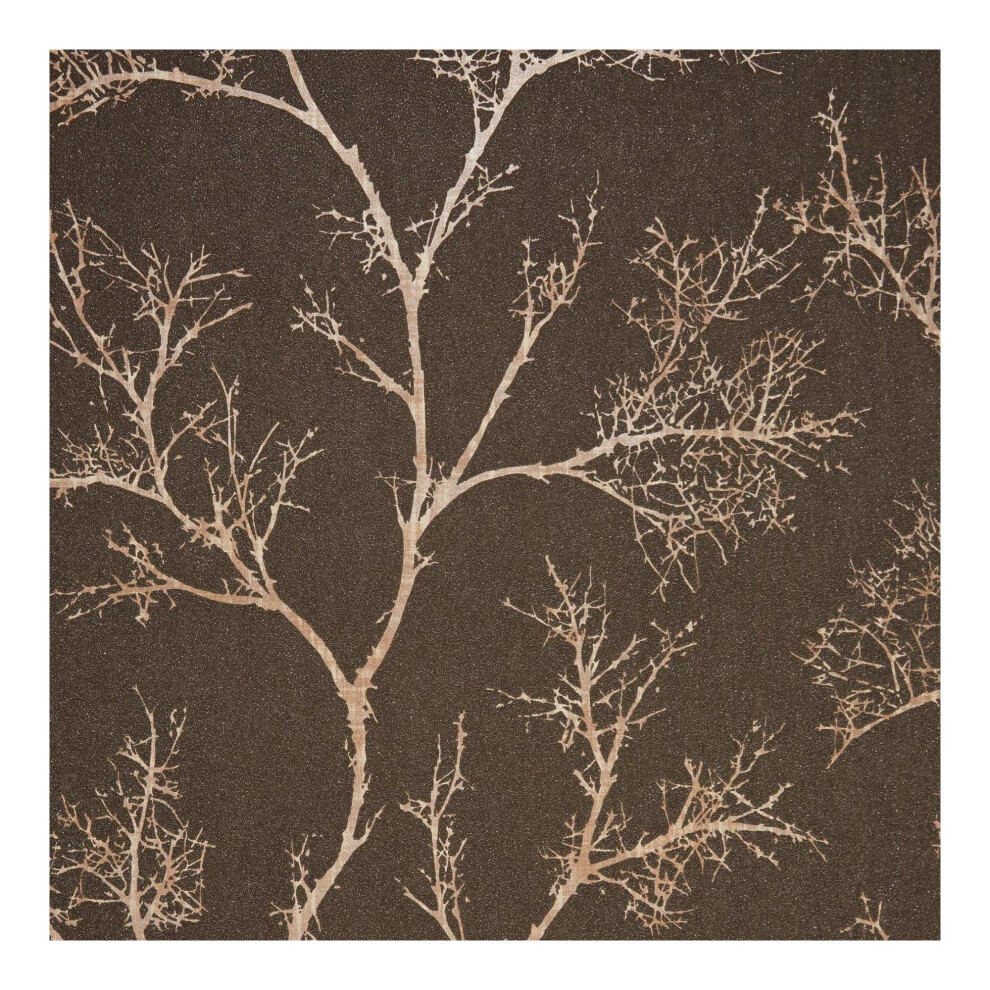 Boutique Icey Trees Silhouette Metallic Gold and Brown Wallpaper