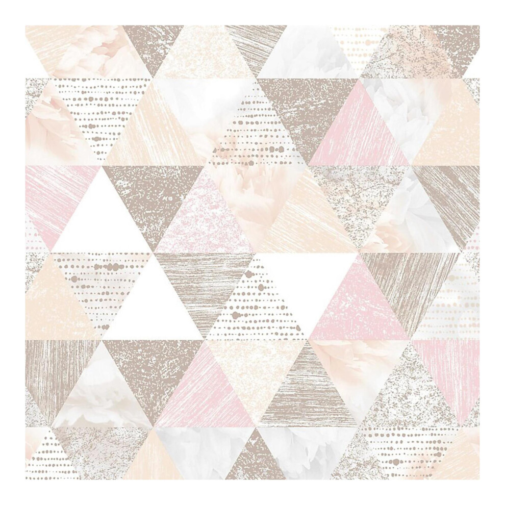 Boutique Beau Geometric Triangle Pink and Rose Gold Wallpaper (WAS 23.99)