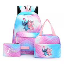 (03) 3pcs Lilo Stitch Angel Backpack Kids Boys Girls School Bag Lunch Bag Pencil Case