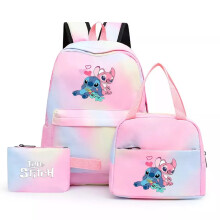 (02) 3pcs Lilo Stitch Angel Backpack Kids Boys Girls School Bag Lunch Bag Pencil Case