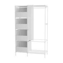 (White) Portable Metal Closet Bedroom Cabinet