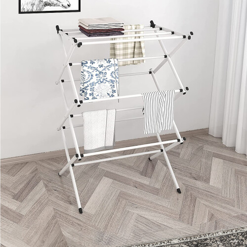 Living And Home Foldable Clothes Drying Rack Clothes Airer 1