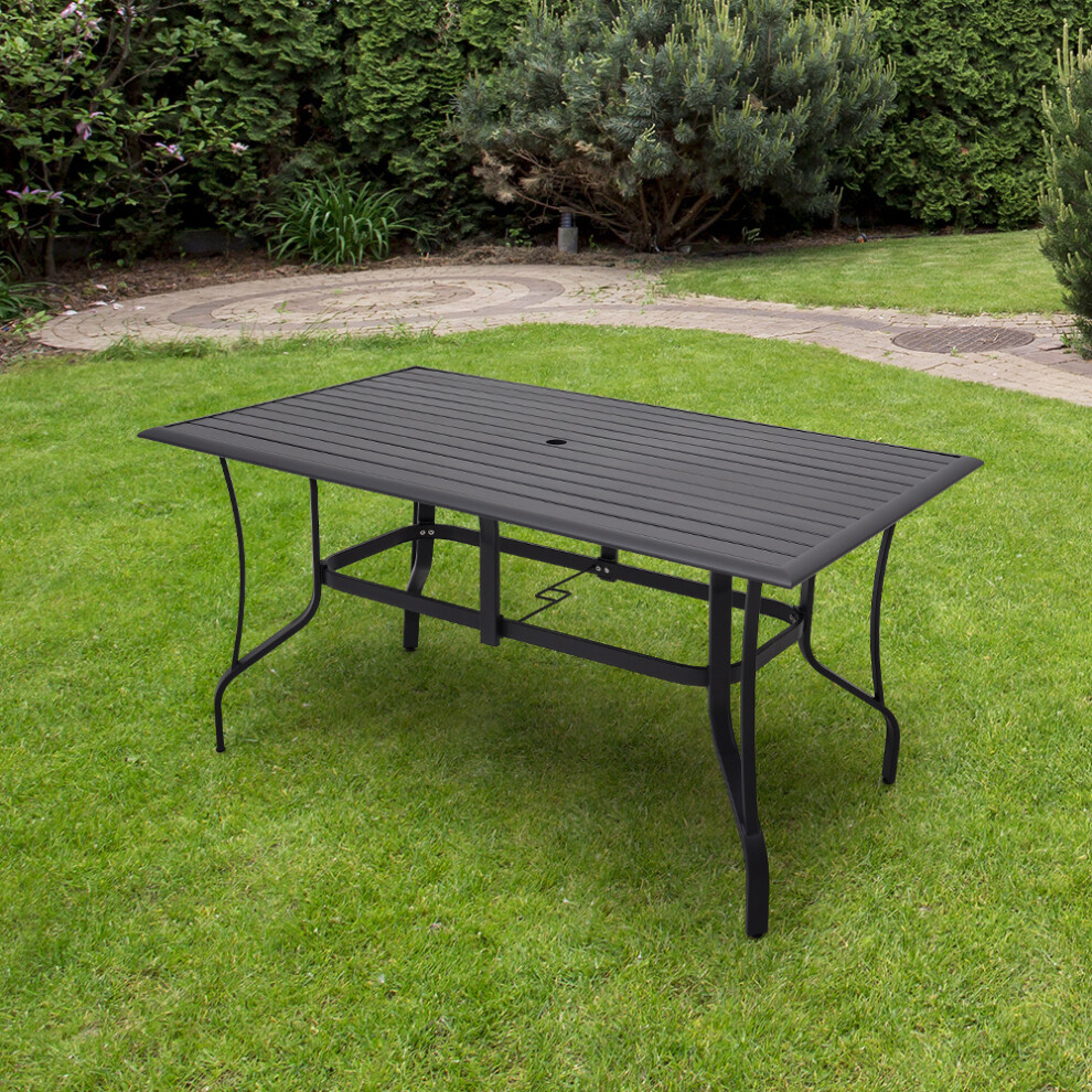 Garden Metal Slatted Coffee Table Outdoor Rectangle Dining Catering Table