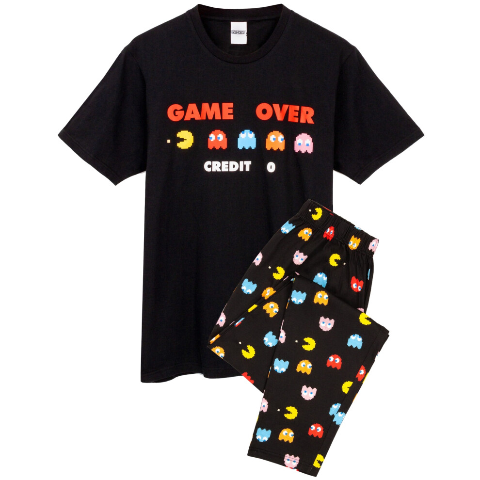 (L, Black) Pac-Man Mens Game Over Pyjama Set