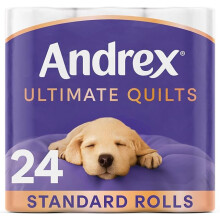 Andrex Ultimate Quilts Toilet Tissue 24 Standard Rolls, Air Pocket Technology for Soft Thick Sheets (Previously Andrex Supreme Quilts) 24 Toilet Rolls