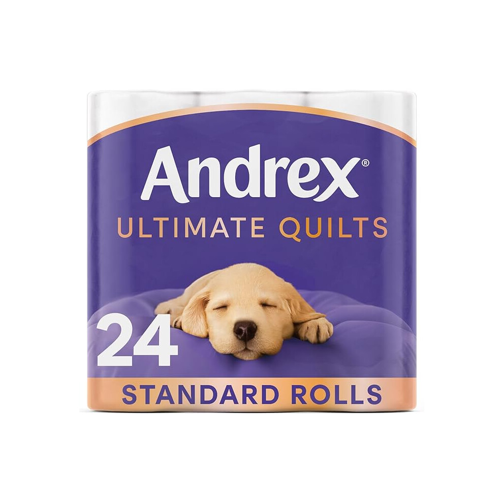 Andrex Ultimate Quilts Toilet Tissue 24 Standard Rolls, Air Pocket Technology for Soft Thick Sheets (Previously Andrex Supreme Quilts) 24 Toilet Rolls