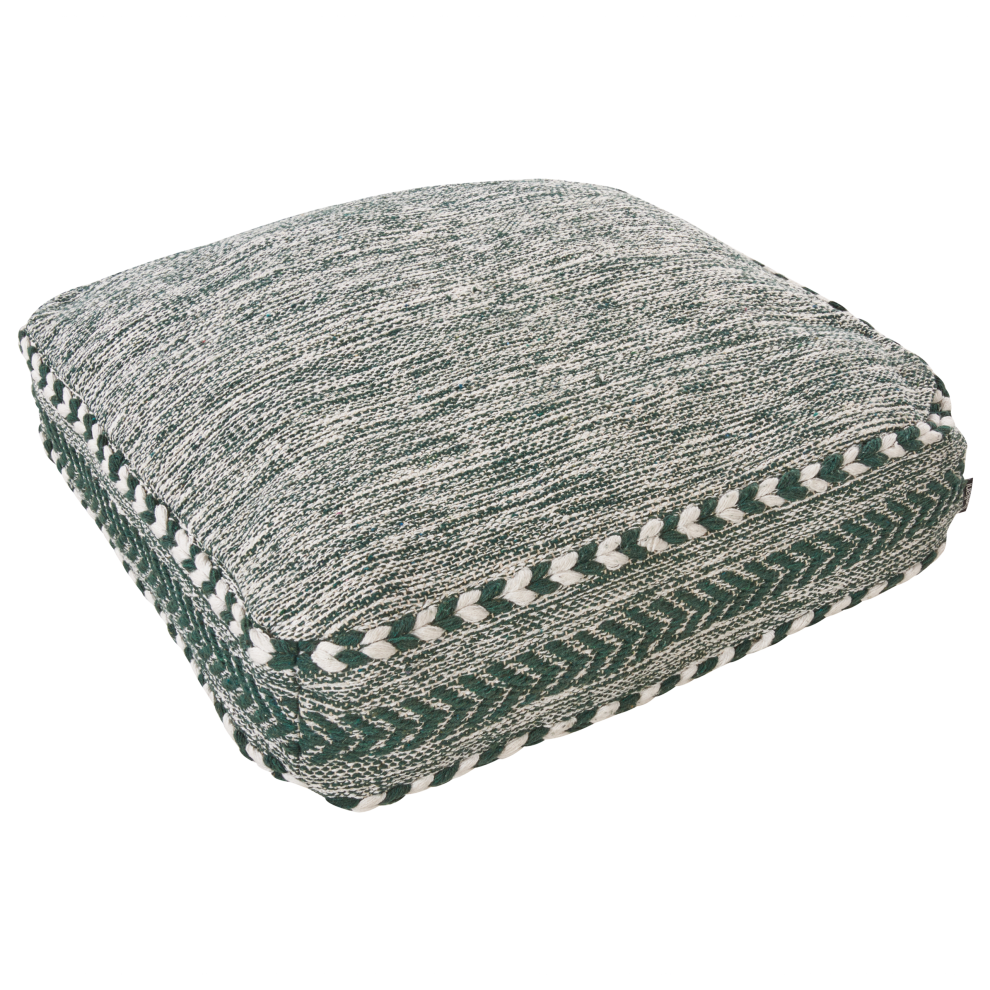 Cotton Floor Cushion 60 x 60 x 12 cm Green and White BIRCH