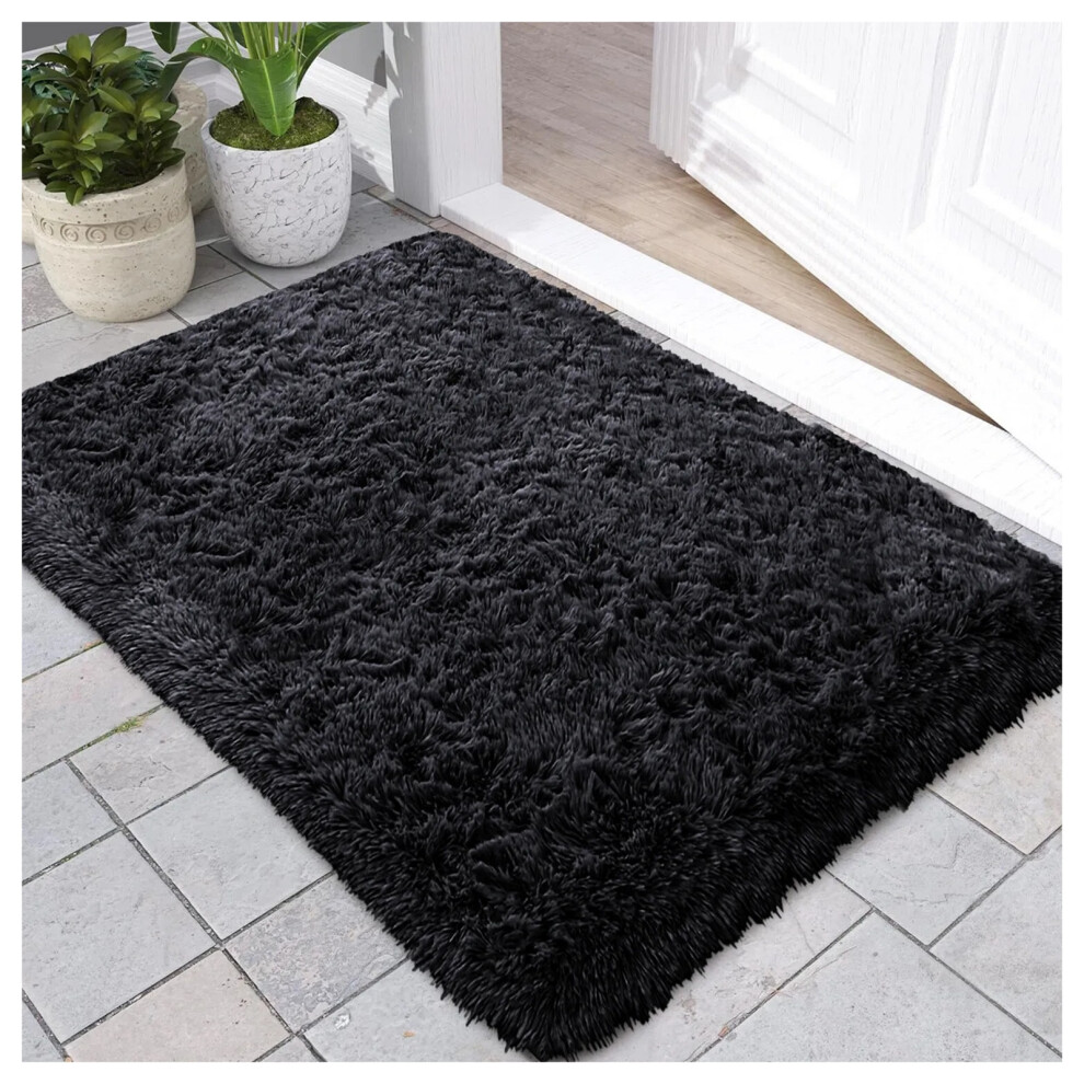 (BLACK, 50X80 CM) Extra Large Rugs Fluffy Shaggy Living Room Rug