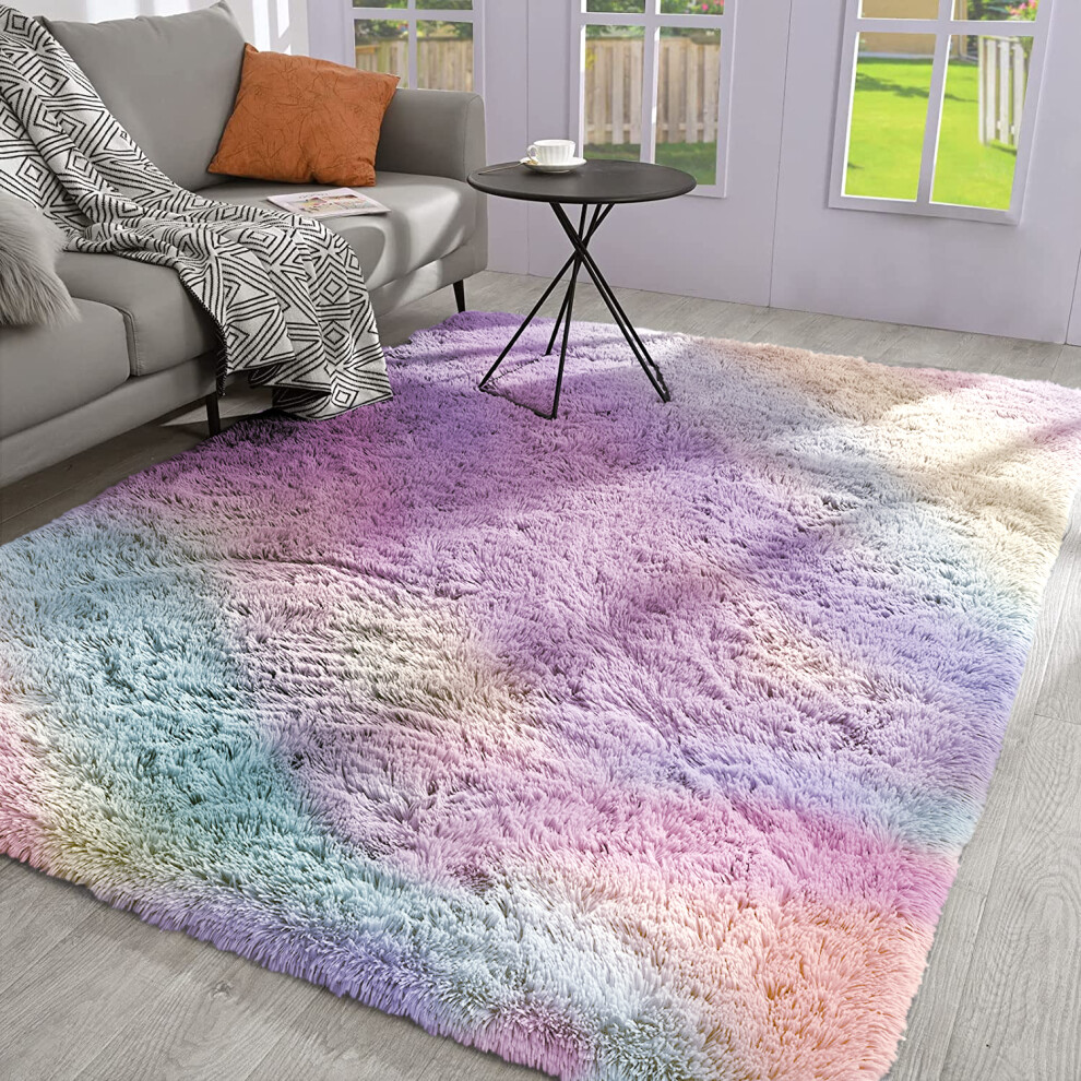 Aspire Homeware (Rainbow, 120X170 Cm) Extra Large Rugs Fluffy Shaggy Living Room Rug Multicoloured
