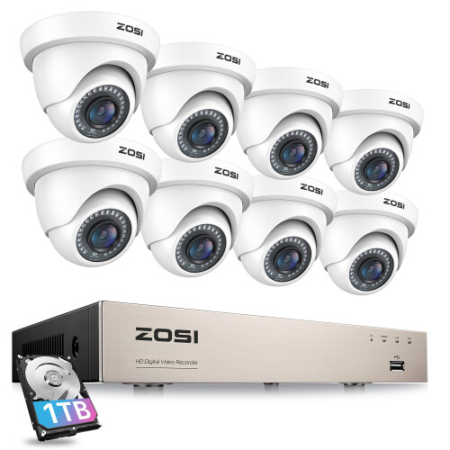 ZOSI 1080P 8CH DVR 1TB CCTV Home Security Camera System Motion Detect