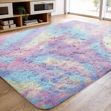 (RAINBOW, 200X290 CM) Extra Large Rugs Fluffy Shaggy Living Room Rug