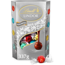 Lindt Silver Assorted ChocolateTruffles Box Approx 26 balls 337g Chocolate Truffles Smooth Filling Gift Present Birthday Celebrations Congratulations