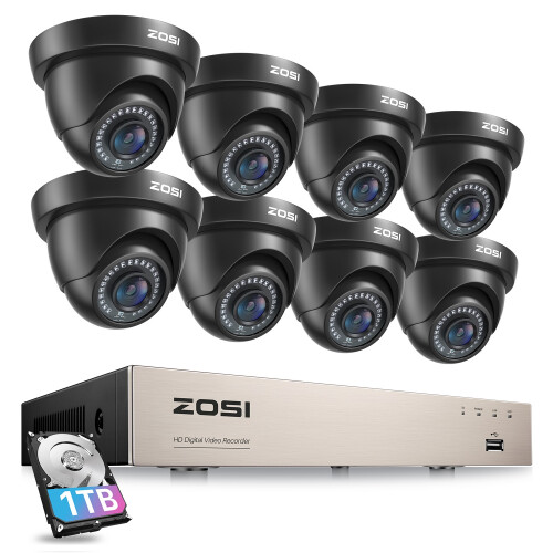 ZOSI CCTV Camera 1080P 8CH DVR 1TB Home Surveillance Security System