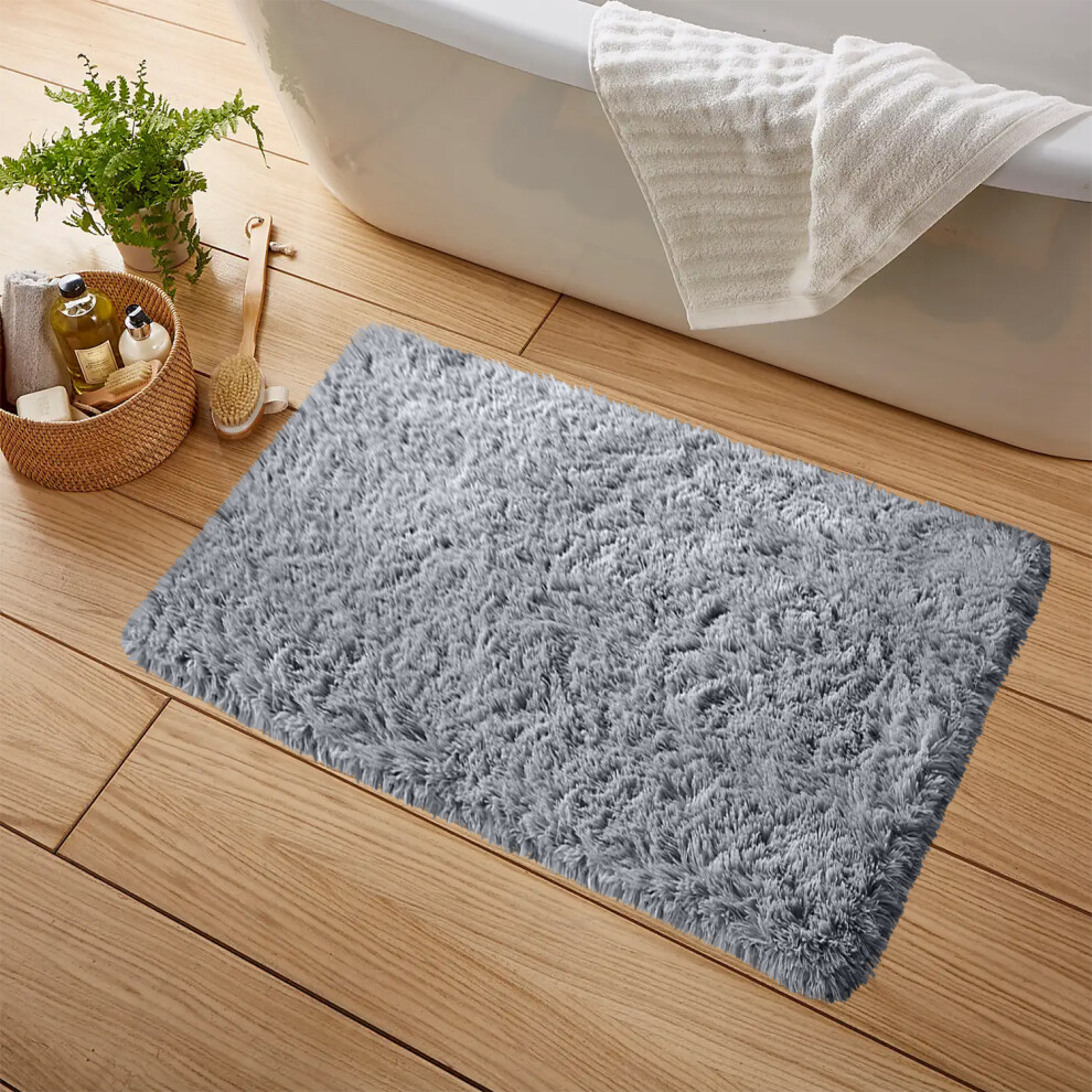 (50cm x 80cm (1ft 6" x 2ft 6")- Mat, Grey) Extra Large Rug Soft Shaggy Living Room Carpet Mat