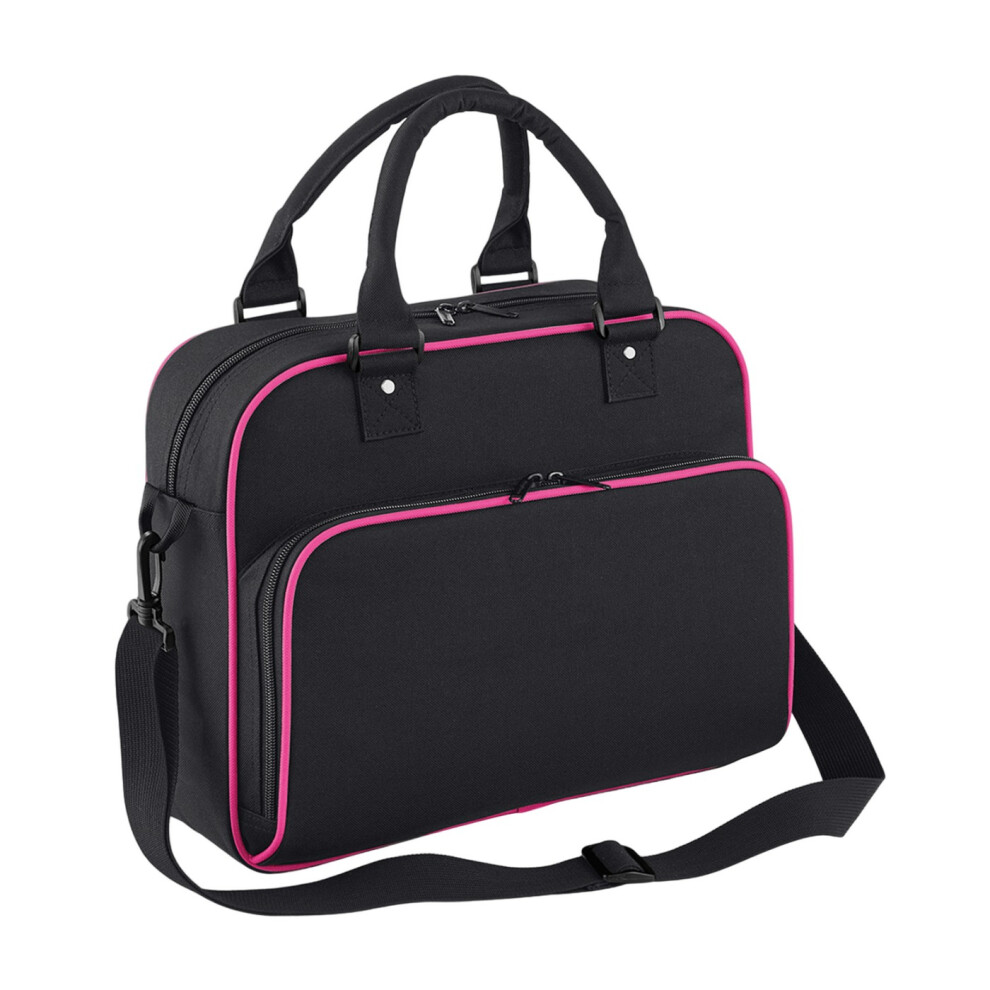 (One Size, Black/Fuchsia) Bagbase Childrens/Kids Dance Contrast Piping Carry Bag