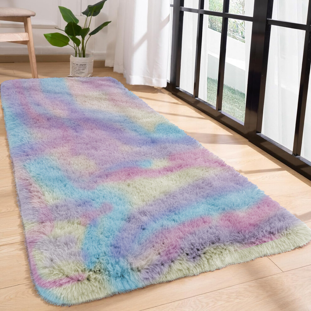 (60cm x 220cm (2ft x 7ft 7")- Runner , Rainbow) Extra Large Rug Soft Shaggy Living Room Carpet Mat