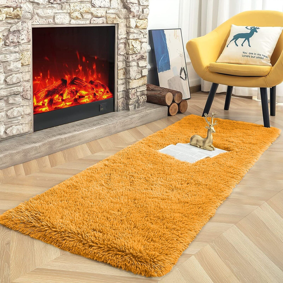 (80 x 300 cm (2 ft 6" x 10 ft), Yellow) Extra Large Rug Soft Shaggy Living Room Carpet Mat