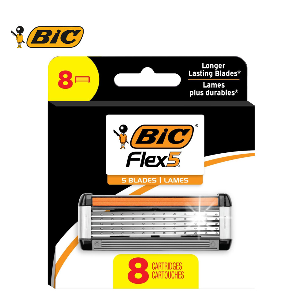 BIC Hybrid 5 Flex Razor Refills for Men Shaving 2 Packs of 4