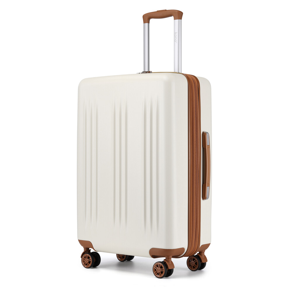 Kono (Cream And Brown, 28 Inch) 20/24/28 Inch Expandable Abs+Pc Suitcase With Tsa Lock