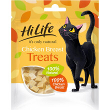 HILIFE It's Only Natural Cat Treats - Freeze-Dried, 100% Chicken Breast, Grain-Free, 12 x 10g