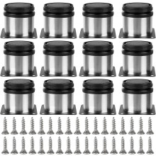 Set of 12 Adjustable Furniture Legs, Diameter 50mm/Height 60mm Stainless Steel Metal Sofa Legs, Coffee Table Leg for TV Cabinets Cabinets Beds Worksta