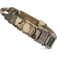 Tactical Dog Collar with Control Handle Adjustable Military Nylon Collar, Metal Buckle, Padded for Medium Dogs, Hunting/Outdoor Training (Camo-XL)