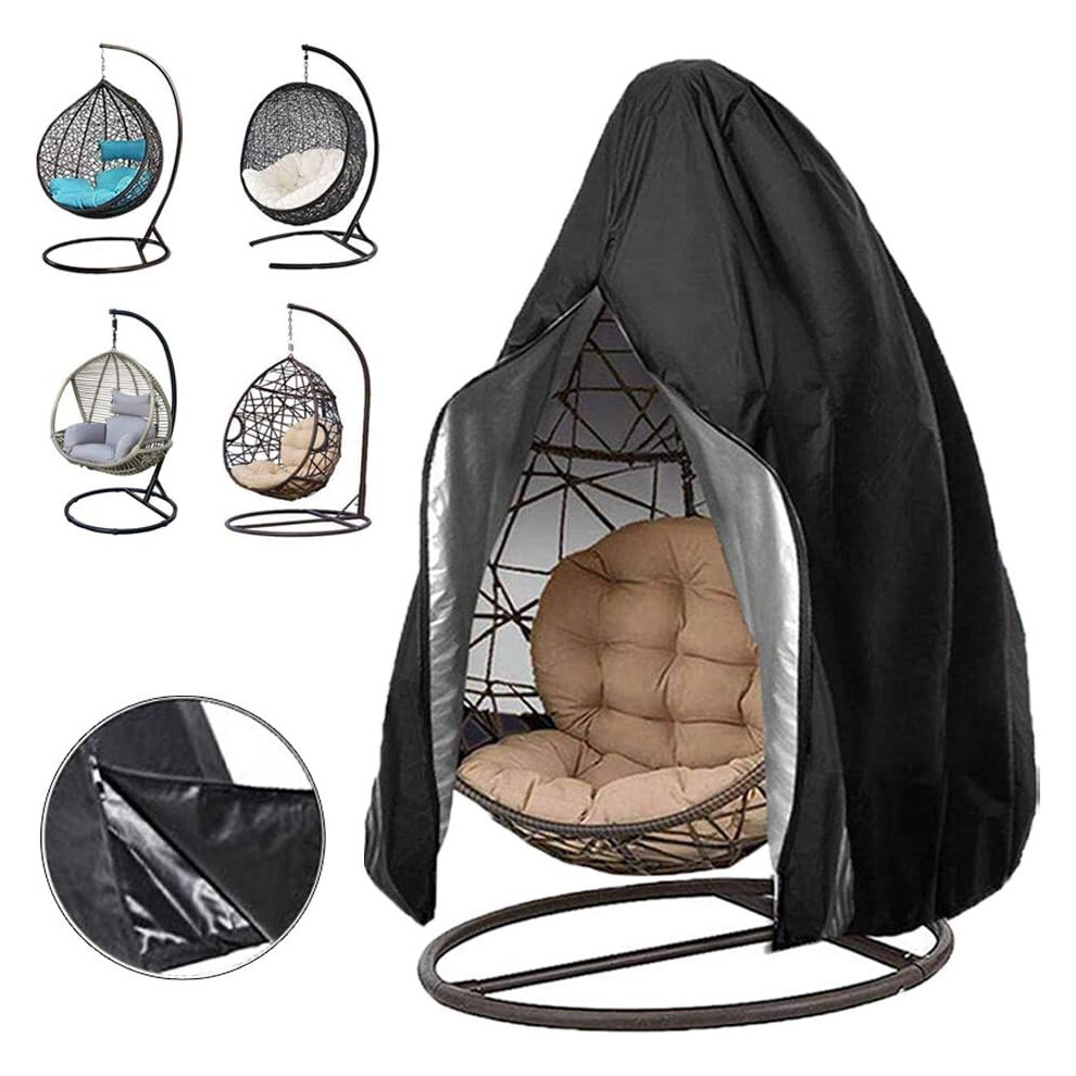 Garden hanging egg chair cover, waterproof swing egg chair cover with zipper, windproof egg chair cover with bottom latch and outdoor single seat egg