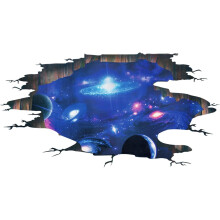 Creative 3D Blue Cosmic Galaxy Wall Decals Removable PVC Magic 3D Milky Way Outer Space Planet Window Wall Stickers Murals Wallpaper Decor for Home Wa
