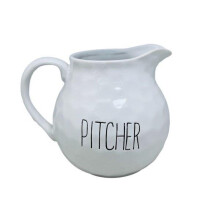 Dimples White Ceramic Pitcher Elegant 1L Jug for Water Juice, Iced Tea