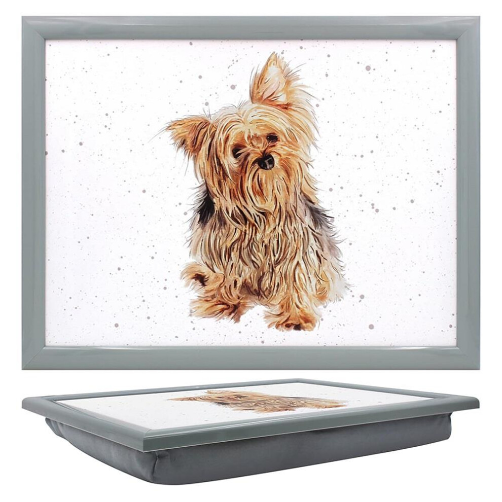 Yorkie Laptray Wooden Cushioned Base Rectangle Multi Colour 44.5cm X 34cm