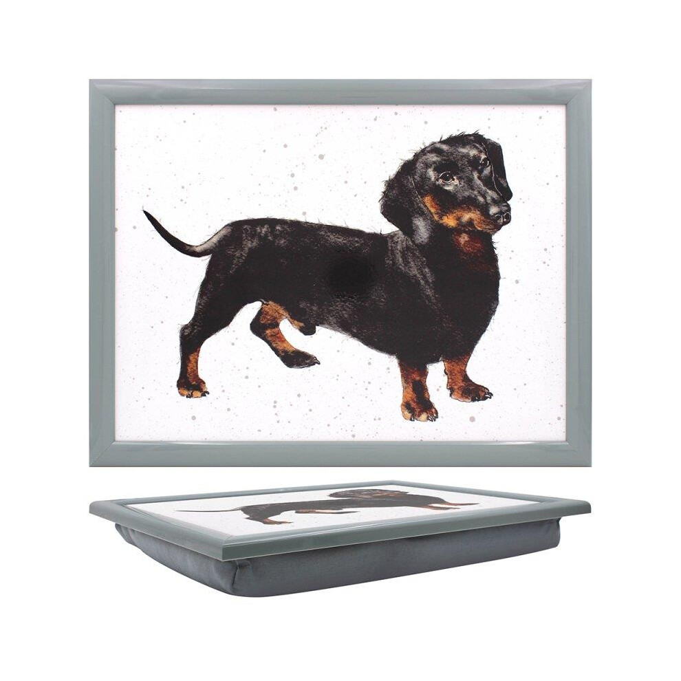 Dachshund Laptray Wooden Cushioned Rectangle Multi Colour 44.5cm x 34cm