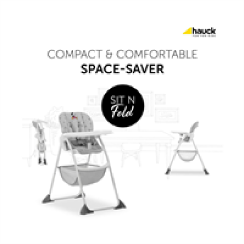 Hauck Hauck Sit N Fold Highchair Compact Folding Lightweight Suitable - Grey 1