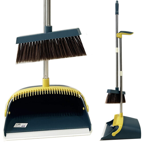 Gr8 Home Strong Long Handled Dustpan and Brush Set Soft Bristles Broom Dust Pan
