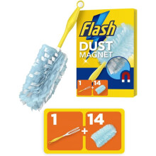 Flash Duster Dust Magnet Starter Kit, Dusters, 1 Handle + 14 Refills, Trap And Lock Away Dust, Dirt And Hair In No Time, Flash Dust Magnet Refill