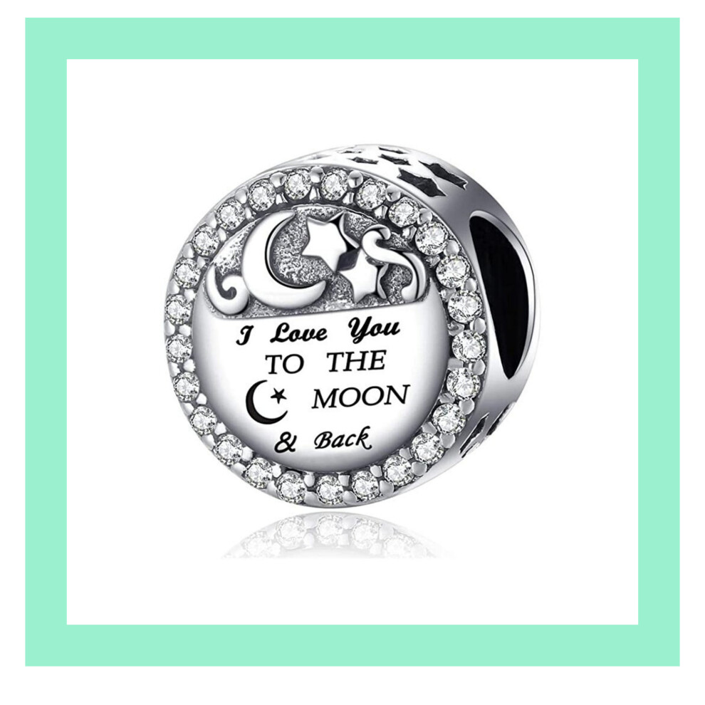 I love you to the moon back Charm for Pandora Bracelet Sterling Silver