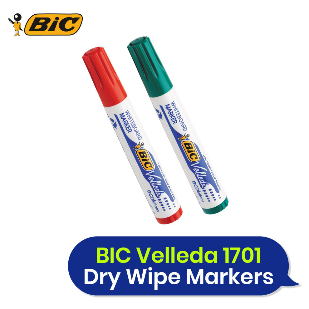 BIC Velleda 1701 Whiteboard Markers Dry Wipe Assorted Colours 4 Pack