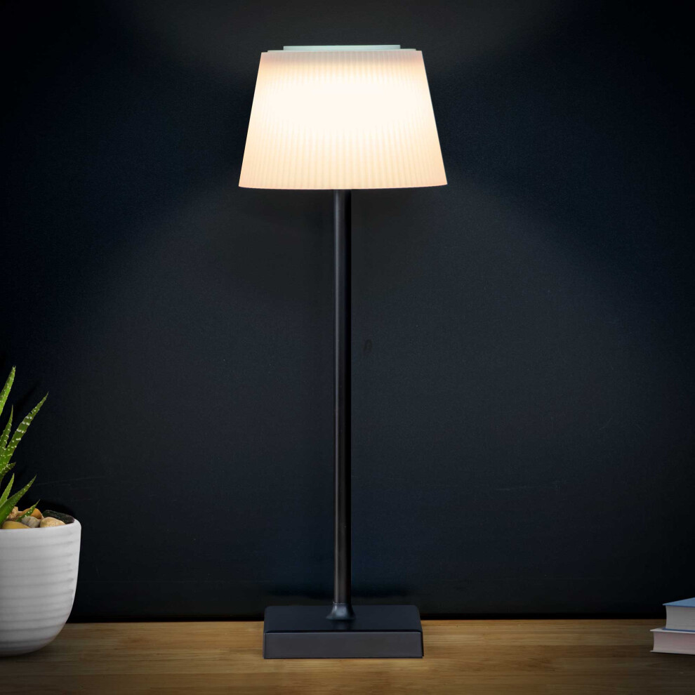 Dellonda Rechargeable Table Lamp with RGB Colours - Black Frame